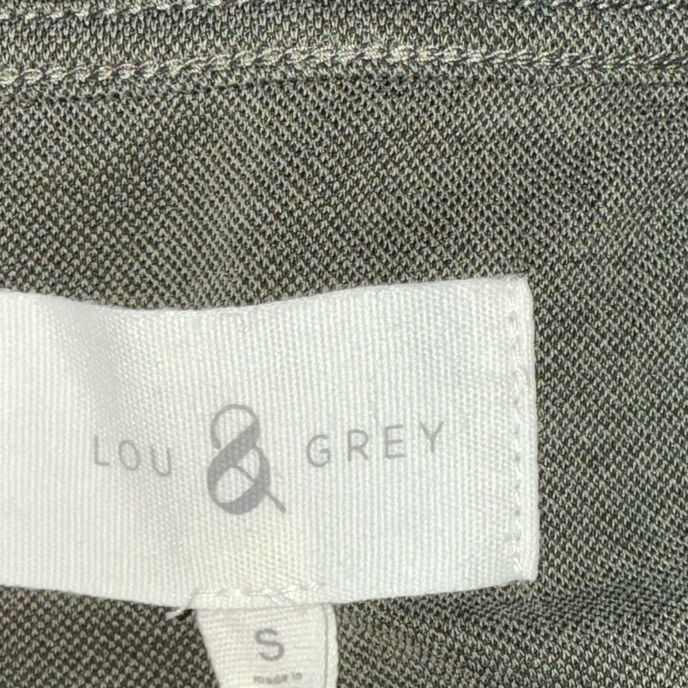 Lou & Grey Olive Gray Modal Blend Button Front Midi Dress Tie Waist Size Small - Picture 7 of 8